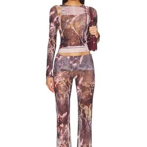 Jaded London Printed Top and Fold Over Trousers - matching set